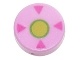 Tile, Round 1 x 1 with Dark Pink Triangles and Lime and Bright Green Circle Pattern (98138pb060 / 6177075)