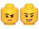 Minifigure, Head Dual Sided Female, Freckles, Pink Lips, Raised Right Eyebrow, Grumpy / Smile Pattern - Hollow Stud (3626cpb2455)