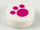 Tile, Round 1 x 1 with Magenta Paw Print Pattern