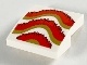 Slope, Curved 2 x 2 with Dark Red, Red, and Gold Fringe Pattern
