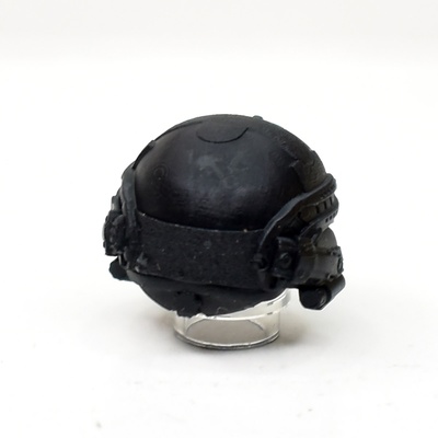 Боевой шлем для лего фигурок с наушниками, горизонтальное крепление. V2 черный. G Brick Design