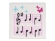 Tile 2 x 2 with Groove with Music Notes and Butterflies Pattern
