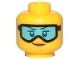 Minifigure, Head Female Glasses with Light Blue Ski Goggles, Orange Lips and Smile Pattern - Hollow Stud