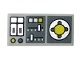 Tile 1 x 2 with Groove with Vehicle Control Panel, Silver Sliders, Yellow Buttons, Dark Bluish Gray Panels Pattern