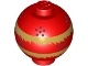 Brick, Round 2 x 2 Sphere with Stud / Robot Body with Dragon Dance Pearl, Metallic Gold Fringe and Dark Red Dots Pattern (20953pb03 / 6258826)