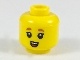 Minifigure, Head Dark Orange Small Eyebrows, Small Open Mouth with Teeth and Tongue Pattern - Hollow Stud