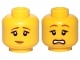 Minifigure, Head Dual Sided Female Brown Eyebrows, Peach Lips, Pensive Smile / Scared Pattern - Hollow Stud (3626cpb1571 / 6123730)