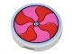 Tile, Round 2 x 2 with Bottom Stud Holder with Red and Dark Pink Pinwheel Pattern (14769pb154 / 6174934)
