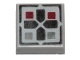 Tile 1 x 1 with Groove with Black Cross and Dark Red and Dark Bluish Gray Buttons Pattern
