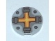 Tile, Round 2 x 2 with Bottom Stud Holder with Orange and Yellow Cross Pattern (14769pb087 / 6132542)