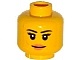 Minifig, Head Female with Black Thin Eyebrows, Eyelashes, White Pupils and Peach Lips Smile Pattern - Stud Recessed (3626cpb1211 / 6100203)