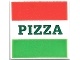 Tile 2 x 2 with Red and Green Stripes and Dark Green &#39;PIZZA&#39; Pattern &#40;Pizza Box&#41;