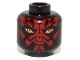Minifigure, Head Alien with SW Darth Maul, Red Face and Narrowed Eyes Pattern - Hollow Stud