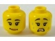Minifig, Head Dual Sided Female Black Eyebrows, Eyelashes, Peach Lips, Lopsided Smile  / Scared Open Mouth with Teeth Pattern - Stud Recessed