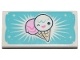 Tile 2 x 4 with Two Ice Cream Cones on Medium Azure Background and Stars Pattern Pattern