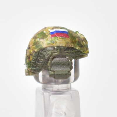 Боевой шлем для лего фигурок с наушниками, вертикальное крепление, флаг России камуфляж мультикам