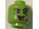 Minifigure, Head Female Magenta Lips and Eye Shadow, Black Wart and Wrinkles, Smile with One White Tooth Pattern - Hollow Stud