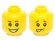 Minifigure, Head Dual Sided Brown Eyebrows, White Pupils, Freckles and Smiling / Scared Pattern - Hollow Stud