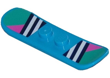 Minifigure, Utensil Snowboard Small with Dark Blue and White Stripes, Dark Pink Triangles and Dark Turquoise Ends Pattern &#40;BAM&#41;