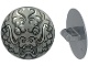 Minifigure, Shield Round with Rounded Front with Black and Silver Ninjago Dragon Head Pattern