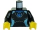 Torso Female Wetsuit with Blue Logo and Light Blue Lines on Front and Silver Zipper with Cord on Back Pattern / Black Arms / Yellow Hands