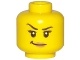 Minifig, Head Female with Black Eyebrows with One Eyebrow Raised, Eyelashes, Peach Lips, Smirk Pattern - Stud Recessed (3626cpb1746)