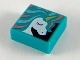 Tile 1 x 1 with Groove with White Unicorn Head, Gold Horn, and Metallic Light Blue and Coral Mane Pattern (3070bpb135 / 6253790)