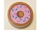 Tile, Round 1 x 1 with Donut / Doughnut with Bright Pink Frosting and Dark Azure and Dark Pink Sprinkles Pattern