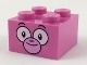 Brick 2 x 2 with Cat Face, Black Eyebrows, Large White Eyes, Bright Pink Muzzle and Whiskers with Magenta Nose Pattern