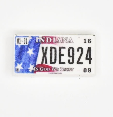 Tile, 1 x 2 с номерным знаком "Indiana"
