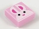 Tile 1 x 1 with Groove with White Bunny Rabbit Face with Black Eyes and Dark Pink Ears and Nose Pattern (3070bpb142 / 6253680)