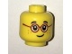 Minifig, Head Glasses with Red Round Frames, Black Eyebrows, Freckles Pattern - Stud Recessed