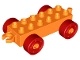 Duplo Car Base 2 x 6 with Red Wheels with Fake Bolts and Open Hitch End