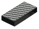 Tile 1 x 2 with Groove with Silver Diagonal Zigzag Lines Pattern