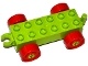 Duplo Car Base 2 x 6 with Red Wheels with Fake Bolts and Open Hitch End (11248c02 / 6172445)