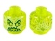 Minifigure, Head Alien Ghost with Yellowish Green Face, Slime Mouth, Raised Eyebrows and Flames in Back Pattern - Hollow Stud