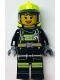Fire - Female, Black Jacket and Legs with Reflective Stripes, Neon Yellow Fire Helmet, Trans-Black Visor (cty1357)