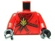 Torso Ninjago Brown Rope, Gold Medallion and Dark Red Undershirt Pattern / Red Arms / Black Hands (973pb0832c01)