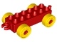 Duplo Car Base 2 x 6 with Yellow Wheels with Fake Bolts and Open Hitch End (11248c01 / 4100750,4539896,4592299,6006223)