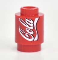 Brick round 1x1 красный с изображением "Cola" v2