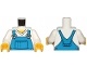 Torso V-Neck Shirt with Blue Overalls, Dotted Horizontal Line on Front Pocket - Printed Back Pattern / White Arms / Yellow Hands