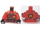 Torso Ninjago Brown Armor with Belts and Flames Pattern / Red Arms / Black Hands