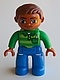 Duplo Figure Lego Ville, Male, Blue Legs, Green Top with Pen, Reddish Brown Hair (47394pb191)