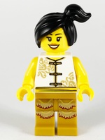 Woman, Lion Dance, White Shirt, Gold Legs with Fringe (hol176)