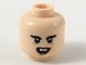 Minifigure, Head Thick Black Eyebrows, Open Mouth with Buck Teeth Pattern - Hollow Stud