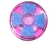 Tile, Round 1 x 1 with Blue and Medium Lavender Pinwheel Pattern (98138pb063 / 6177077)