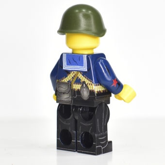 Советский лего солдат морпех, подсумок СВТ-40, каска, пулеметная лента/LEGO армия