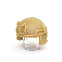 Боевой шлем для лего фигурок с наушниками, вертикальное крепление. V2 бежевый. G Brick Design
