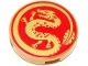 Tile, Round 2 x 2 with Bottom Stud Holder with Gold Dragon on Red Background Pattern (14769pb319)