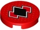 Tile, Round 2 x 2 with Bottom Stud Holder with Black and Red Diamonds Pattern